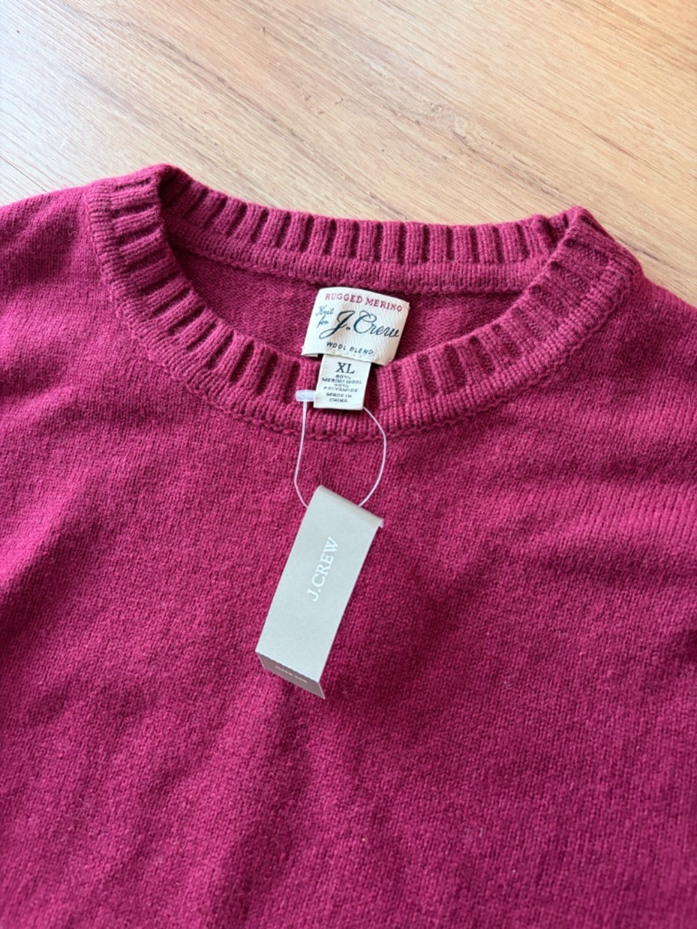 J. Crew Men’s Rugged Merino Wool Blend Crewneck Sweater In Red Size XL
